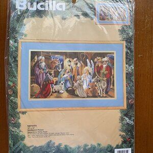 Christmas Nativity Scene 18x10 Needlepoint Kit Nancy Rossi NEW sealed Bucilla